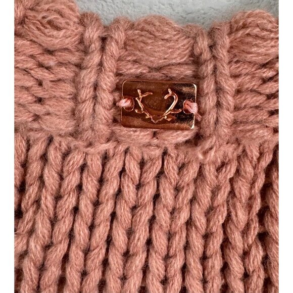 For Love And Lemons Knitz Crochet Sweater Dress chunky knit Dusty Pink Sz S - Picture 8 of 9